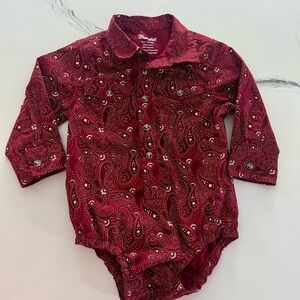 Wrangler Maroon Paisley Baby Bodysuit
